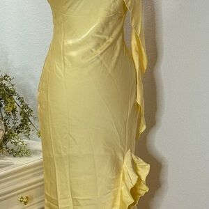 Petal & Pup Yellow Long Sleeve Dress with Ruffle Accents